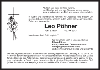 Anzeige von Leo Pöhner von MGO
