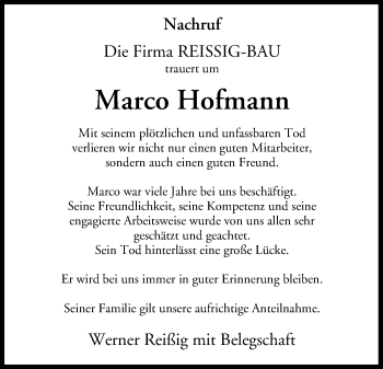 Anzeige von Marco Hofmann von MGO