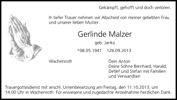 Anzeige von Gerlinde Malzer von MGO