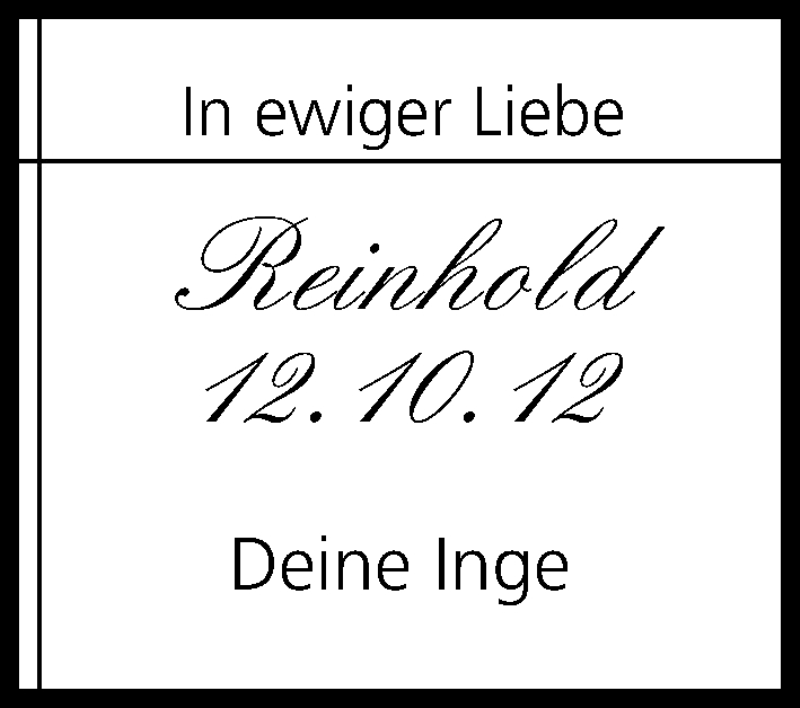  Traueranzeige für Reinhold  vom 12.10.2013 aus MGO