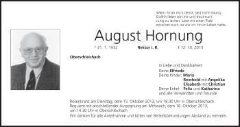 Anzeige von August Hornung von MGO