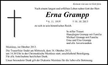 Anzeige von Erna Grampp von MGO