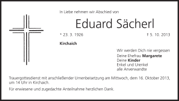 Anzeige von Eduard Sächerl von MGO
