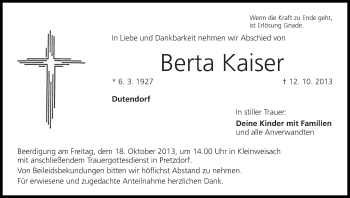 Anzeige von Berta Kaiser von MGO
