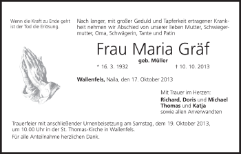 Anzeige von Maria Gräf von MGO