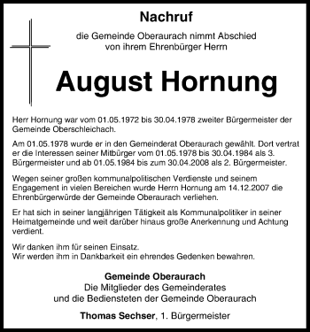 Anzeige von August Hornung von MGO