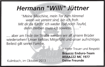 Anzeige von Herman Jüttner von MGO