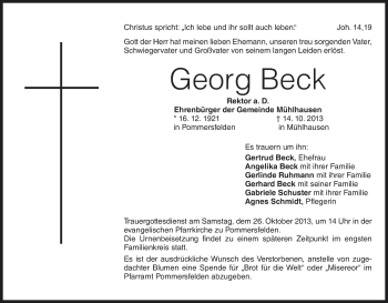 Anzeige von Georg Beck von MGO
