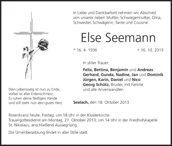 Anzeige von Else Seemann von MGO