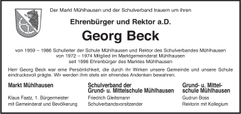 Anzeige von Georg Beck von MGO