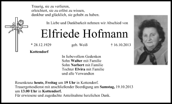 Anzeige von Elfriede Hofmann von MGO