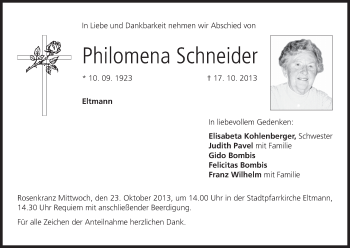Anzeige von Philomena Schneider von MGO