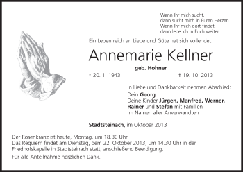 Anzeige von Annemarie Kellner von MGO