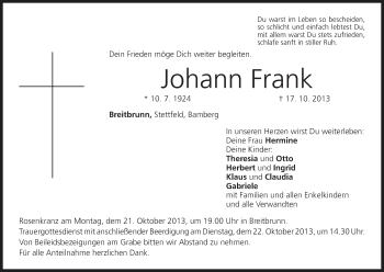 Anzeige von Johann Frank von MGO