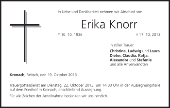 Anzeige von Erika Knorr von MGO