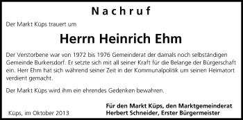 Anzeige von Heinrich Ehm von MGO