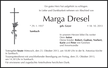 Anzeige von Marga Dresel von MGO