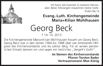 Anzeige von Georg Beck von MGO