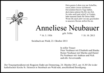 Anzeige von Anneliese Neubauer von MGO