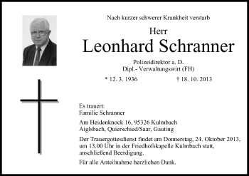 Anzeige von Leonhard Schranner von MGO