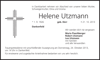Anzeige von Helene Utzmann von MGO
