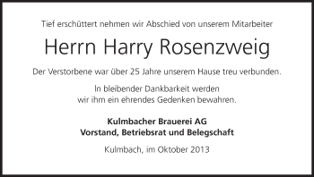 Anzeige von Harry Rosenzweig von MGO