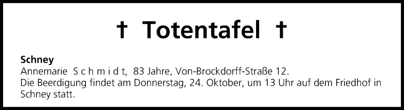  Traueranzeige für Totentafel vom 24.10.2013 vom 24.10.2013 aus MGO
