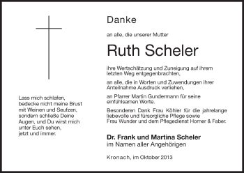 Anzeige von Ruth Scheler von MGO