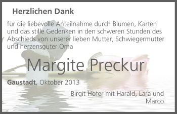 Anzeige von Margite Preckur von MGO