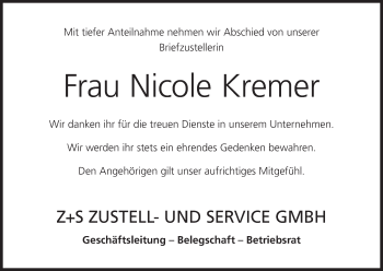 Anzeige von Nicole Kremer von MGO