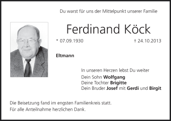 Anzeige von Ferdinand Köck von MGO