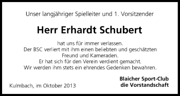 Anzeige von Erhardt Schubert von MGO