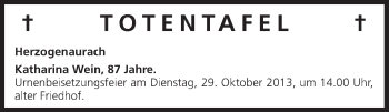 Anzeige von Totentafel vom 26.10.2013 von MGO