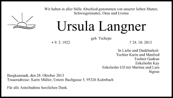 Anzeige von Ursula Langner von MGO
