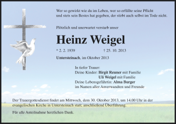 Anzeige von Heinz Weigel von MGO