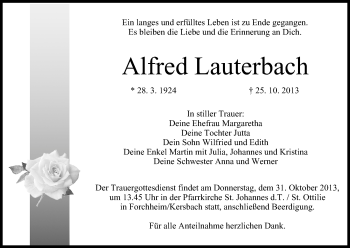 Anzeige von Alfred Lauterbach von MGO