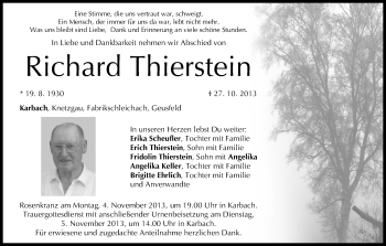 Anzeige von Richard Thierstein von MGO