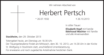 Anzeige von Herbert Pertsch von MGO