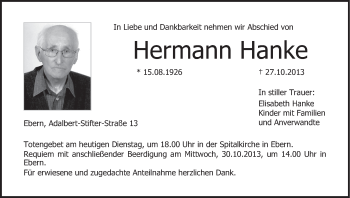 Anzeige von Hermann Hanke von MGO
