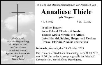 Anzeige von Annaliese Thiele von MGO