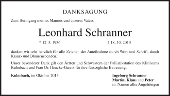 Anzeige von Leonhard Schranner von MGO