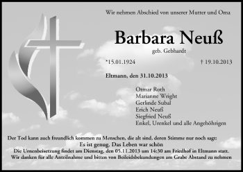 Anzeige von Barbara Neuß von MGO