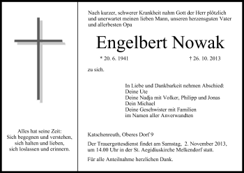 Anzeige von Engelbert Nowak von MGO