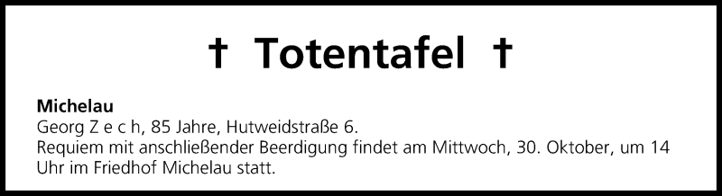  Traueranzeige für Totentafel vom 30.10.2013 vom 30.10.2013 aus MGO
