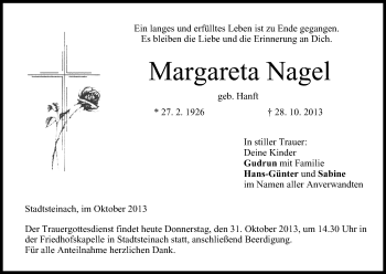 Anzeige von Margareta Nagel von MGO