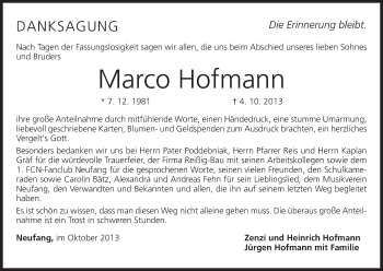 Anzeige von Marco Hofmann von MGO