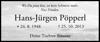 Anzeige von Hans-Jürgen Pöpperl von MGO