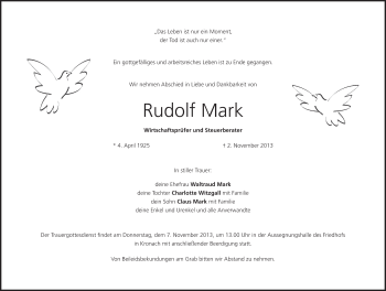 Anzeige von Rudolf Mark von MGO