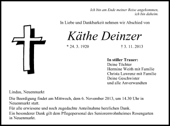 Anzeige von Käthe Deinzer von MGO