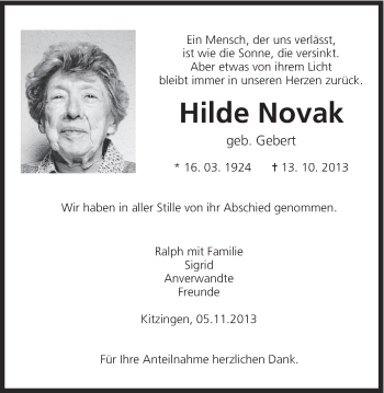 Anzeige von Hilde Novak von MGO